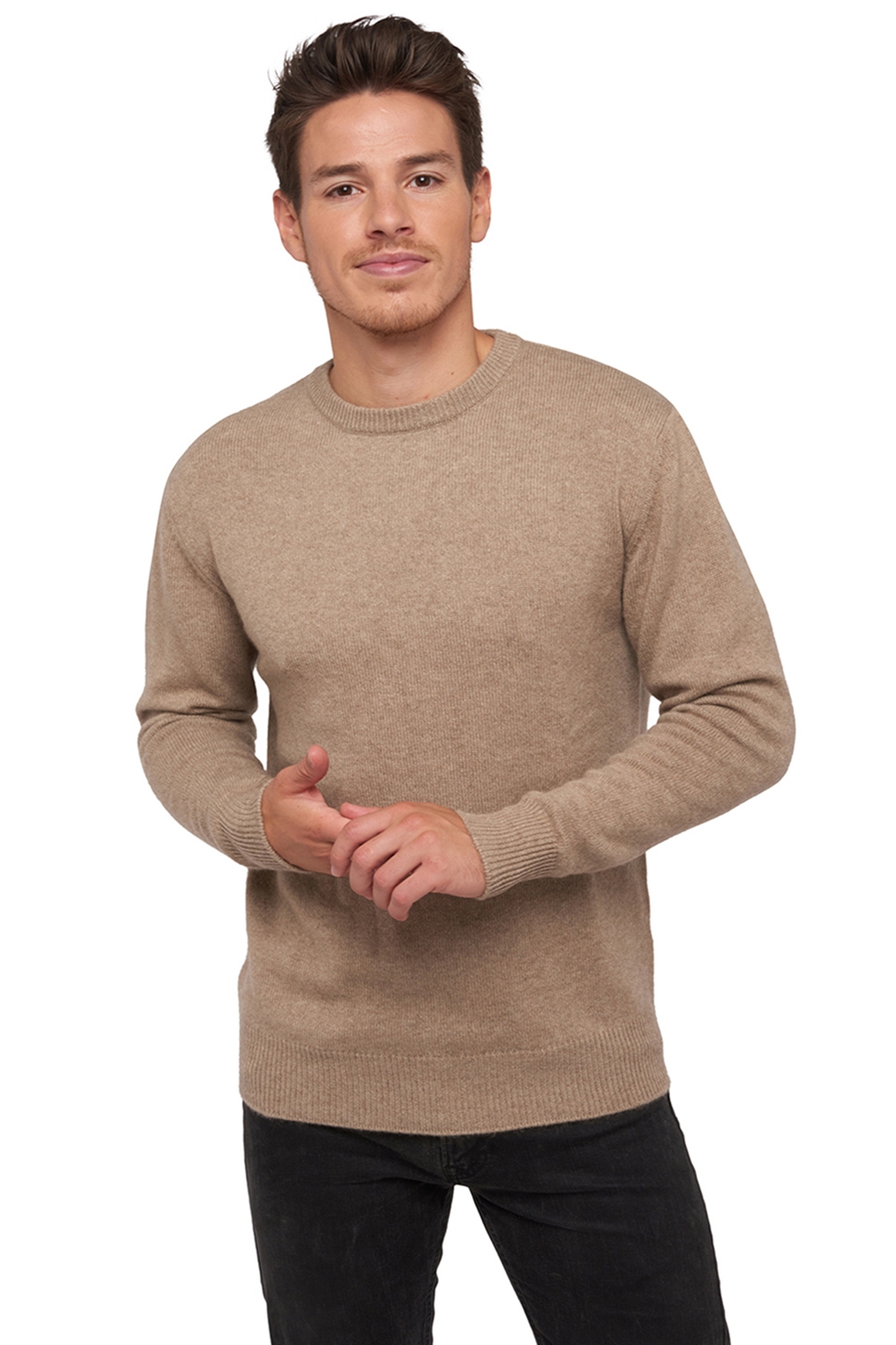 Cachemire Naturel pull homme col rond natural ness 4f natural stone m